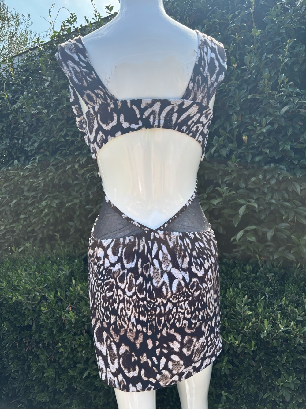 bebe Brown Animal Print Cowl Neck Mini Dress Y2K - Picture 12 of 12